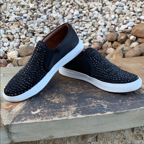 Report Shoes - Report Black Studded Slip On Sneaker 8.5